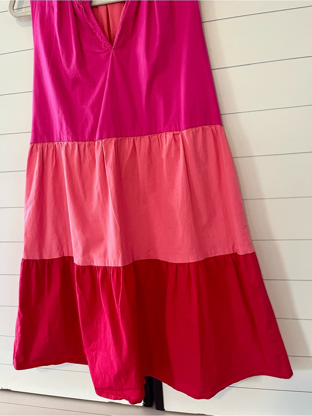 Gibson x Hi Sugarplum Flamingo Colorblock Pink & Coral Tiered Ruffle Mini Dress - Picture 4 of 7